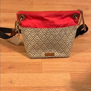 Medium Fossil Leah bag - hot pink, black & white